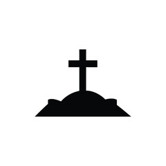 Silhouette of a grave with a cross