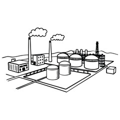 Of an industrial factory with storage tanks