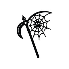 Scythe with spider web