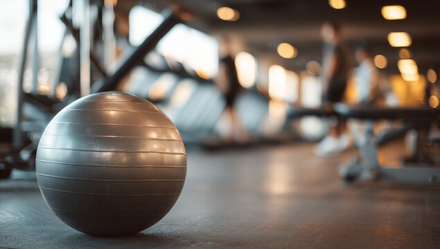 Gym exercise ball in a fitness center