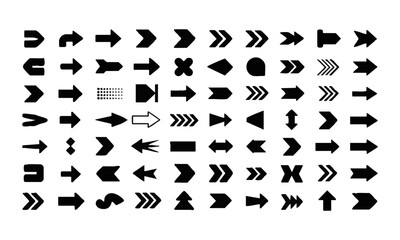 Arrow Icons Set Vector Collection of Navigation, Chevron, and Directional Symbols, easily editable and scalable.