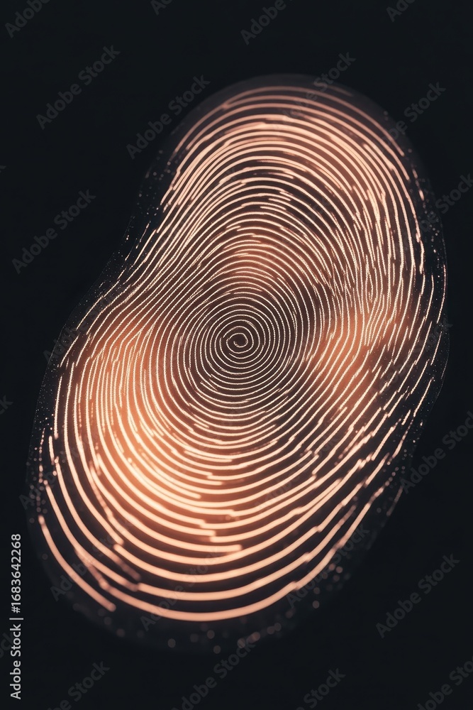 Poster abstract digital fingerprint with glowing lines representing financial technology security and ident