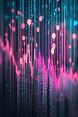 Abstract glowing digital data streams with pink and blue lines, representing fintech innovation growth and financial market trends.