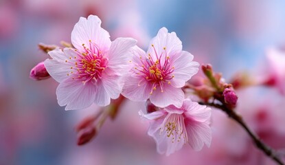 Fototapeta premium Close-up of delicate, pink cherry blossoms