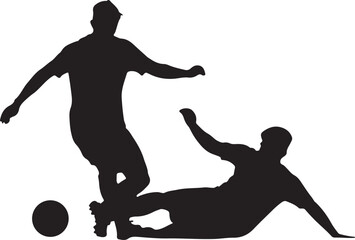 Intense soccer match players in silhouette illustrating action competitive sport and athleticism in the game