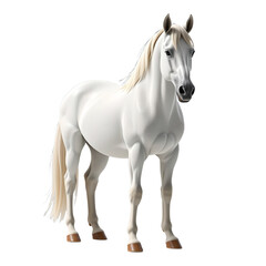Obraz premium Majestic white horse standing, elegant animal, strong body, long mane, calm, isolated, realistic