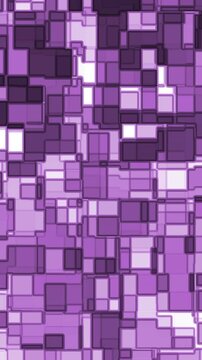 Description :
A purple mosaic pattern made up of varied square tiles. The design features a mix of light and dark purple shades with white accents, creating a visually appealing abstract art piece