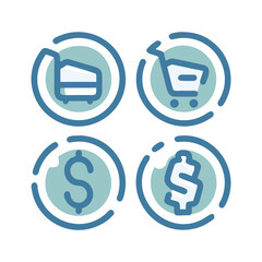 Stylish E-commerce Dashed Line Icon Set. Minimal Vector Icons for Online Shopping