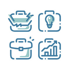 Business and Finance Dashed Line Icon Set. Modern Minimal Vector Icons for Presentations