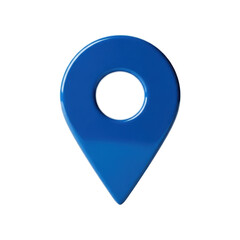 Glossy Blue 3D Map Pointer Icon On Transparent Background