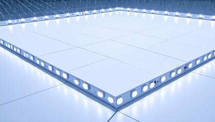 Elevated white LED-lit platform