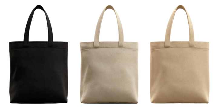 Three plain tote bags in black, beige, and light beige (1)