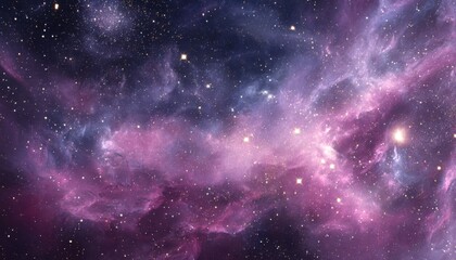 Vibrant Purple And Pink Nebula With Sparkling Stars In Dark Space