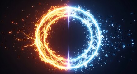 Fire and Ice Energy Ring Symbolizing Balance of Opposites
