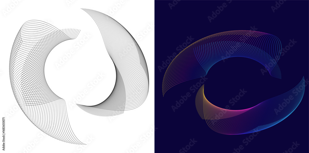Aufkleber dynamic abstract wireframe shapes — futuristic data flow and scientific visualization backgrounds fo