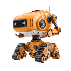 Orange robot with treads