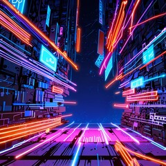Digital abstract background concept, futuristic neon sci-fi, futuristic cyberpunk, AI