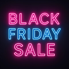 Black Friday and Cyber Monday 2025/2026. A symbol of mass consumption, discounts and holiday shopping.  Conscious consumption, digital sales. Neon signboard.