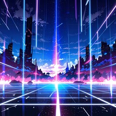 Digital abstract background concept, futuristic neon sci-fi, futuristic cyberpunk, AI