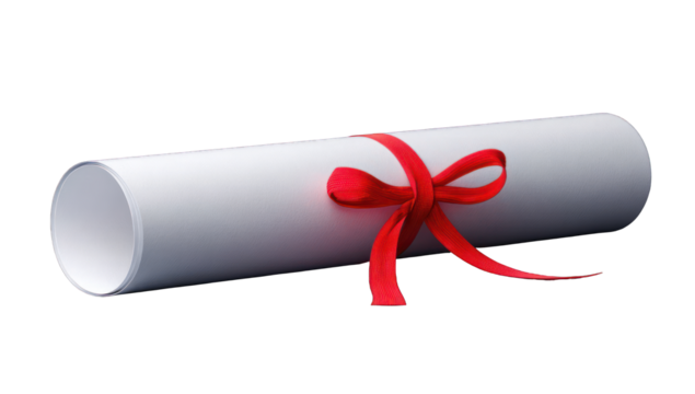 Rolled diploma with red ribbon (3)
