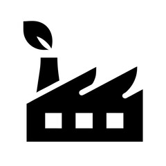 Vector art of eco factory icon with leaf coming out chimney