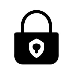 Vector art of padlock with shield for secure data