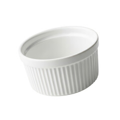 3d white ceramic ramekin on blackness on transparent background
