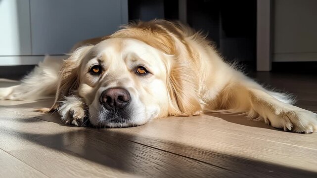 Sunlight on Golden Retriever Warm Rest