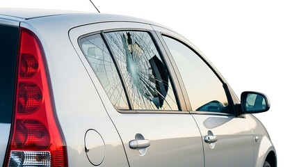 Vandalism concept car with broken window needs repair service