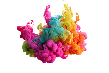 Abstract rainbow ink explosion in black background