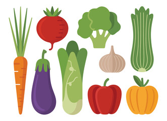 Assorted Fresh Vegetables on White Background food healthy