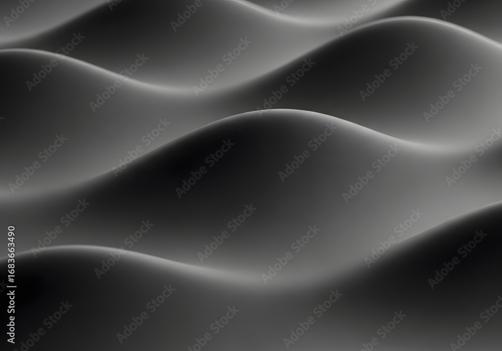Poster abstract monochrome waves with smooth gradients creating a calming and serene scene