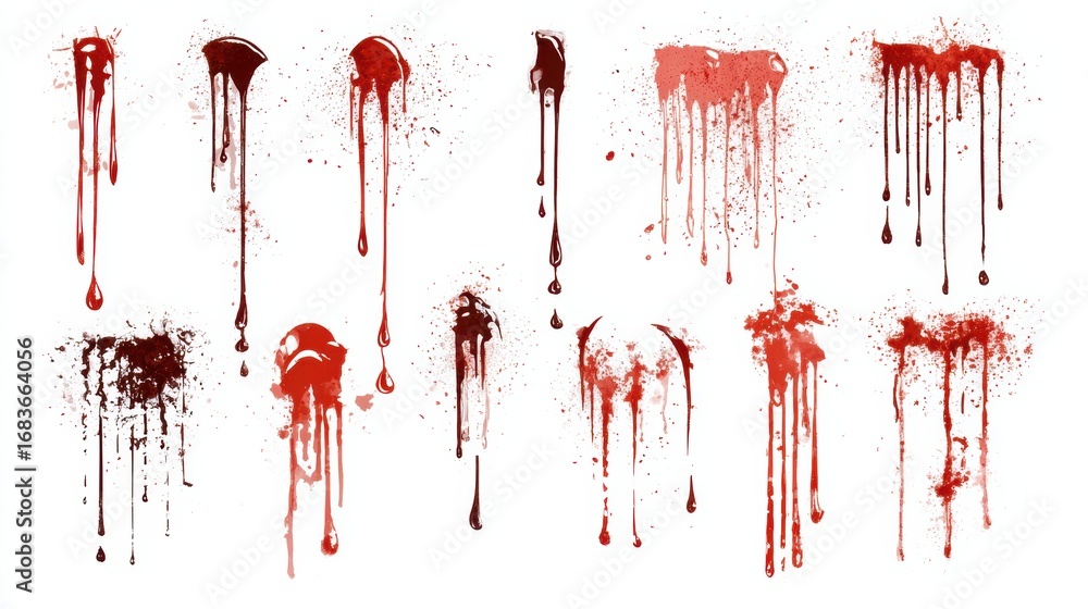 Poster a collection of paint drips in various shades of red and black, creating an abstract and artistic te