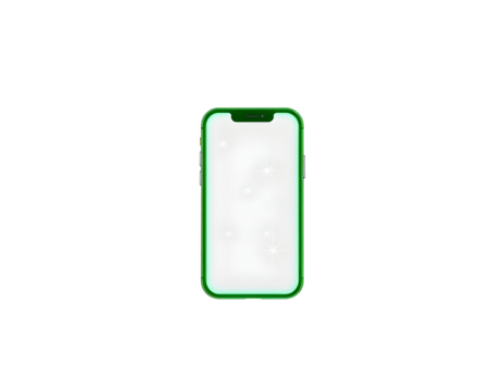 Smartphone with green frame and white screen