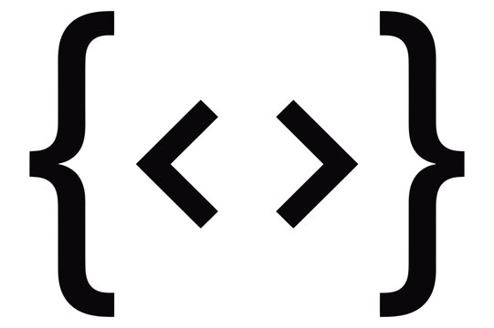 Illustration of curly braces enclosing angle brackets representing code or programming syntax