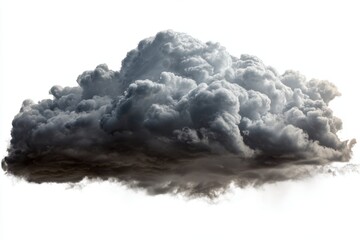 Dark cumulonimbus storm cloud isolated on white, easy to cut out, perfect for weather effects, moody sky overlay, dramatic cloudscape for creative photo manipulation
