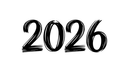 Bold 2026 hand-drawn text design on a white background  