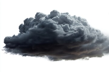 Full view of dark storm cloud isolated on white background, easy to cut out, realistic weather overlay for photo editing, thunderstorm sky element for design projects