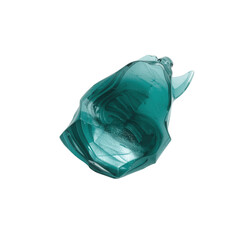 Fototapeta premium A teal, abstract, sculpted form against a black backdrop.