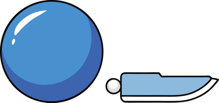 Blue crystal ball and white metal pocket knife vector illustration for adobe stock transparent background