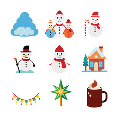 Christmas item set graphic elements isolated on white background