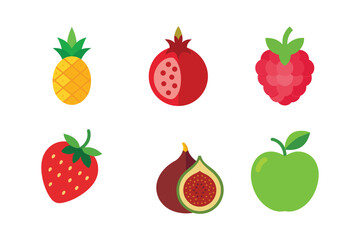 Assorted fruit collection isolated on white background
