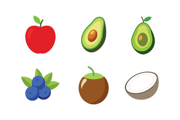 Assorted fruit vector collection isolated on white background