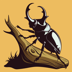A stag beetle perched on a tree branch.