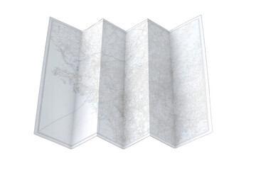 Folded map, light beige, detailed