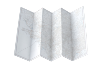 Folded map, light beige, detailed