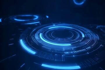 Blue futuristic technology background with circular shapes, an AI and digital innovation concept video background animation with a copy space area.