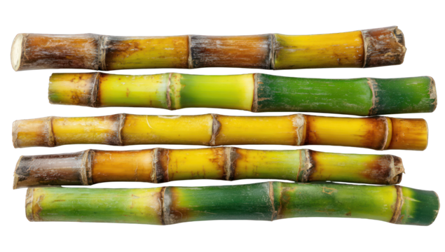 Sugarcane stalks arranged in a stack