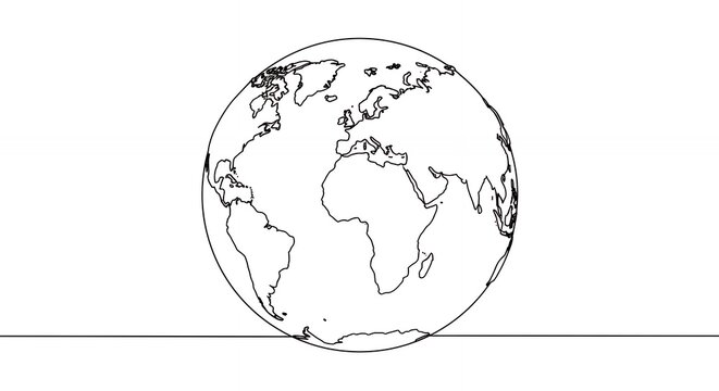 Line drawing of earth globe - Powered by Adobe
