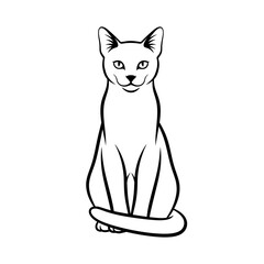 Fototapeta premium A detailed black and white illustration of a sitting cat with a minimalist design.